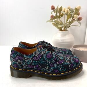 Dr Martens 1461 Floral Jacquard Oxford Shoe Black/Purple/Teal Men 5 Women 6 NWOB
